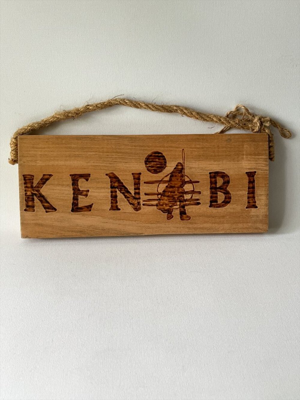 Star Wars Kenobi Wood Burned Hanging Plaque 10.5" Pyrography Art